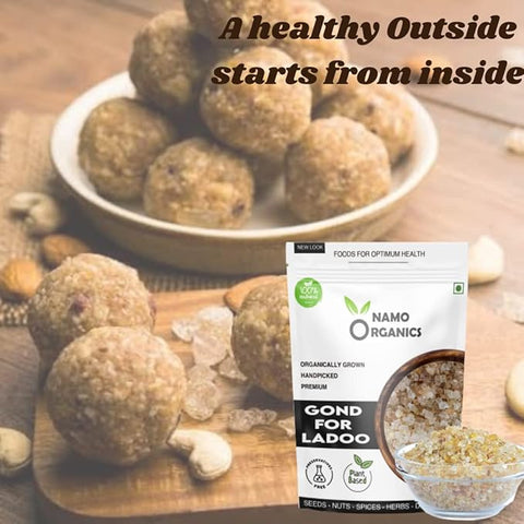 Namo Organics - Babool Gond For Ladoo | Gond for Laddu Making & Sweets | Edible Gum | Kikar/Dink/Gum Arabic | 100% Authentic, Sourced from Forest
