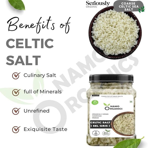 Namo organics - Grey Celtic Salt - 1 kg - Premium | Full of Mineral | 100% Natural, Organic Hand Harvested Sea Salt