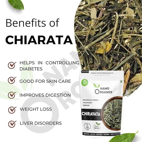 Namoorganics - chirata/chirayata - 200 Gm - Chirata Leaves | Bitter Stick For Better Blood Sugar Levels, Reduces Parasitic Infections, Supports Liver Health and Detoxification