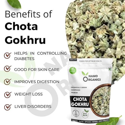 Namoorganics Gokhru Chota, Tribulus Terrestris - Small Caltrops For Diabetes | Better Digestion | Good For Heart