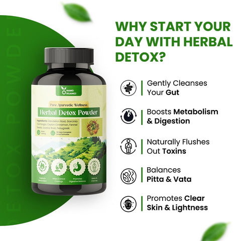 Namo Organics Herbal Detox Powder - With Dandelion Root, Garcinia Cambodia For Weight Loss, Control Cravings, Detox & Cleanse Naturally