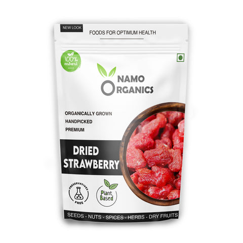 Namo Organics - Dried Strawberries - ( Gluten Free, Vegan & NON GMO ) Candied Strawberry Dry Fruits