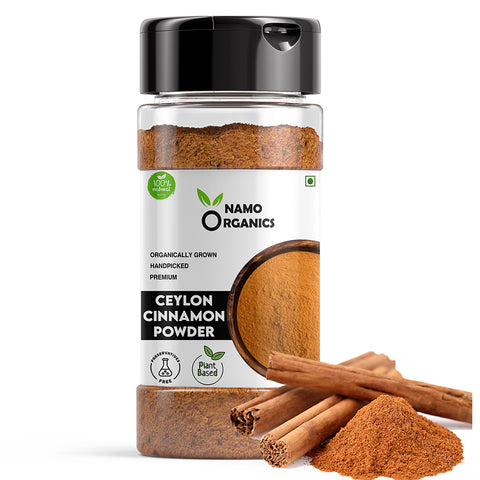 Namo Organics - Ceylon Cinnamon Powder ( Sri Lankan ) - Sprinkler Jar | Dalchini Powder Organic for Weight Loss