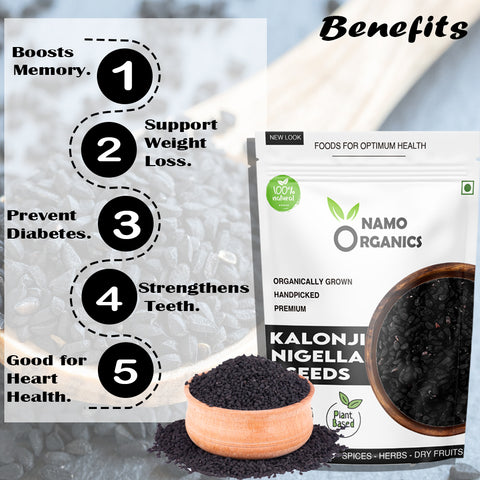 Namo Organics - Kalonji Seeds - 250 Gm - ( Pure Nigella Seeds Organic for hair gowth )