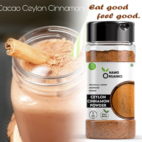 Namo Organics - Ceylon Cinnamon Powder ( Sri Lankan ) - Sprinkler Jar | Dalchini Powder Organic for Weight Loss