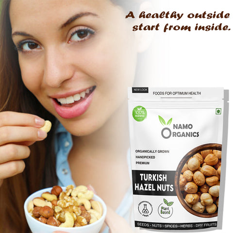 Namo Organics - Hazel Nuts - 250 Gm - Raw & Dehulled - Turkish Hazelnuts dry Fruits