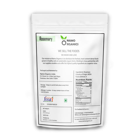 Namo Organics - Rosemary Dried Leaves - 50 Gm - For Hair Growth & Rosemary Leaf Tea - Organic Dry Herb