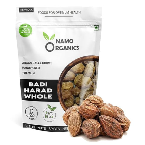 Namo Organics Badi Harad Whole - 300 Gm Fresh - Aralu | Inknut | Ink Kut | Haritaki | Kadukkai - Badi Harar - Terminalia Chebula - Karakkaya By Namo Organics