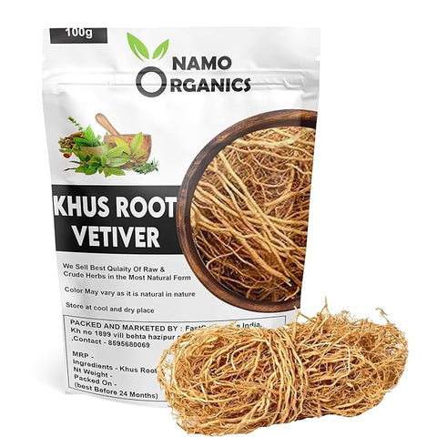 Namoorganics - Natural Khus Root - 100g - For drinking - Ushira - Vetiver Roots - Khas ki jad