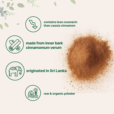 Namo Organics - Ceylon Cinnamon Powder ( Sri Lankan ) - Sprinkler Jar | Dalchini Powder Organic for Weight Loss