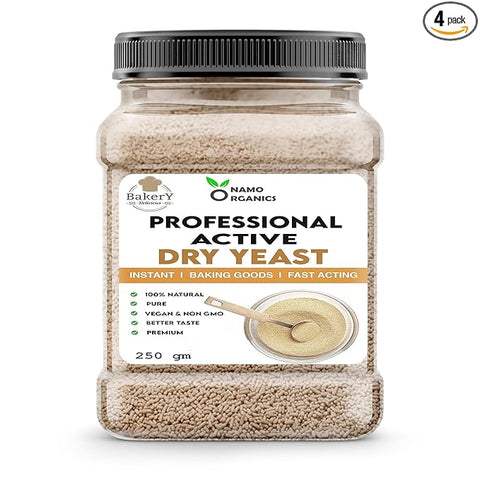 Namo Organics - Active Instant Dry Yeast Powder - 1Kg - For Baking, Bread Making, pizza | Professional Grade (250GmX4)