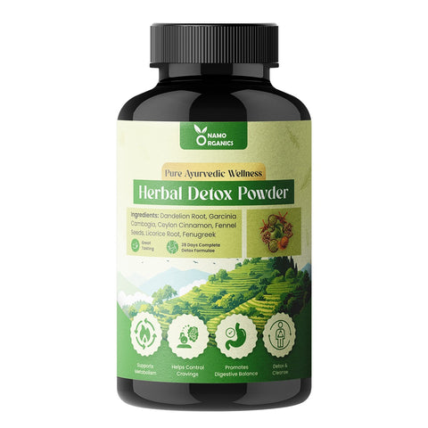 Namo Organics Herbal Detox Powder - With Dandelion Root, Garcinia Cambodia For Weight Loss, Control Cravings, Detox & Cleanse Naturally