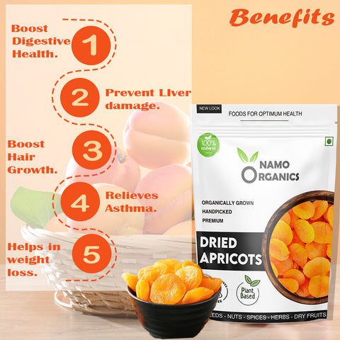 Namo Organics - Turkish Apricots - Seedless ( Gluten Free, Vegan & NON GMO ) Organic Turkish Apricots Dry Fruits