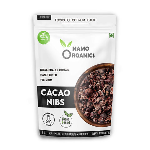 Namo Organics Cacao Nibs - 200 Gm - Unsweetened Cocoa Nibs - Antioxidants and Iron Rich Superfood
