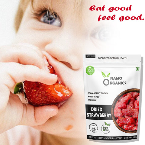 Namo Organics - Dried Strawberries - ( Gluten Free, Vegan & NON GMO ) Candied Strawberry Dry Fruits