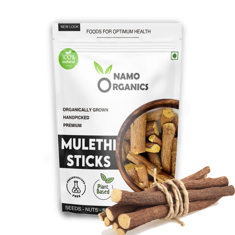 Namo Organics - Whole Mulethi Sticks - 100 Gm - Natural Licorice Root - ( NO PRSERVATIVES & PESTICIDES )