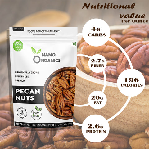 Namo Organics - Pecans Nuts -  Organic Mexican Pecan Nuts - Premium Dry Fruits