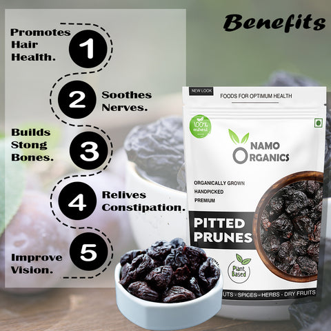 Namo Organics - Pitted Dried Prunes Without added Sugar - Unsweetened Dry Fruits ( No Preservatives & Additives )